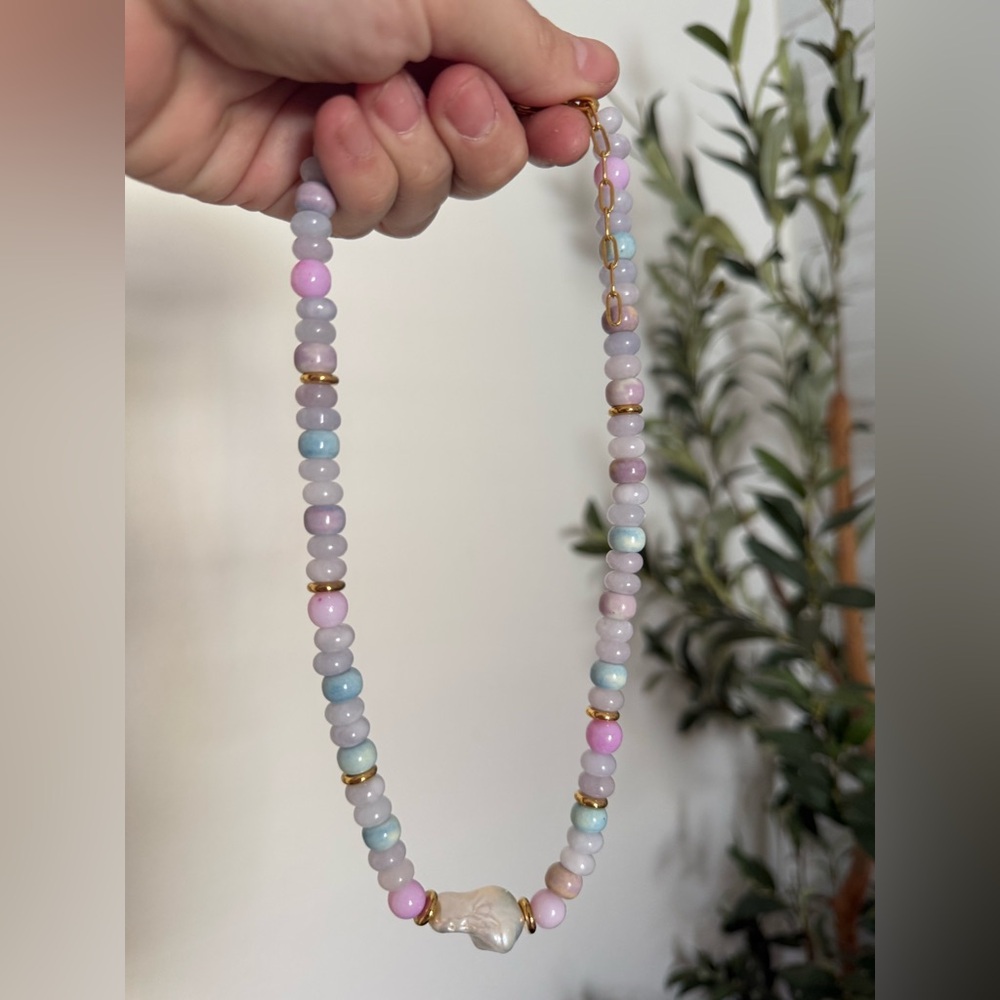 New MAYAMAR Purple Opal Beaded Baroque Pearl Necklace - Picture 8 of 8